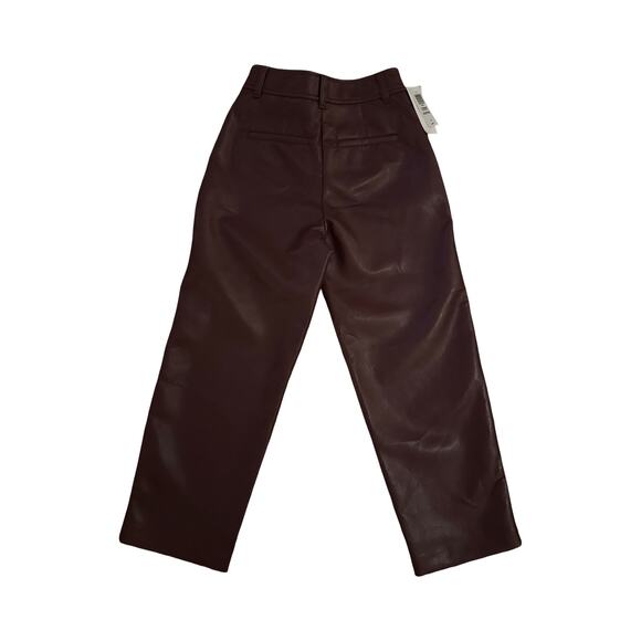 NWT Aritzia Babaton Command Cropped Trouser Vegan Leather Rich Maroon Size 00 - Picture 4 of 11